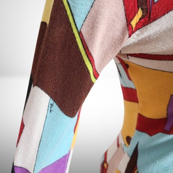 Emilio Pucci Iride Print Silk/Cotton Sweater Pullover Top - Size: 38 - Picture 6 of 16